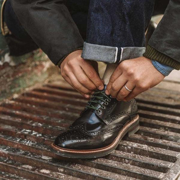 Base London Woburn Hi Shine Brogue Shoes Black