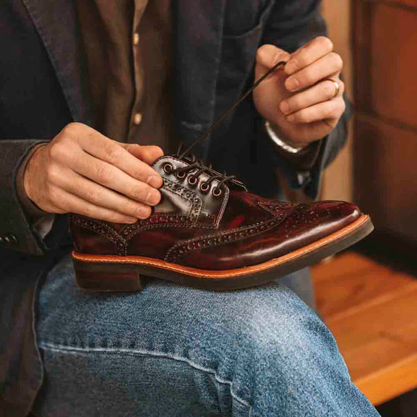 base London Woburn Hi Shine Brogue Shoes Bordo