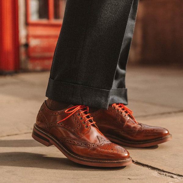 Base London Woburn Hi Shine Brogue Shoes Tan