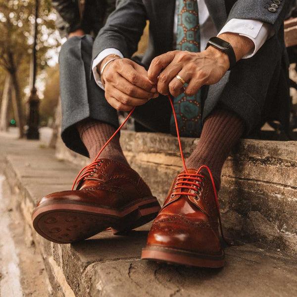 Base London Woburn Hi Shine Brogue Shoes Tan