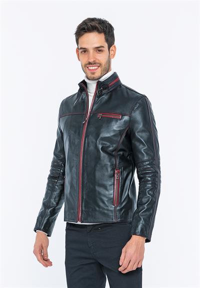 Basics And More Basics&More Biker Black Leather Jacket - E/47