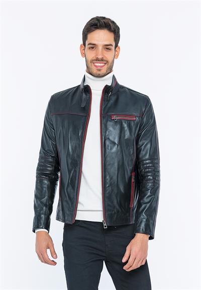 Basics And More Basics&More Biker Black Leather Jacket - E/47