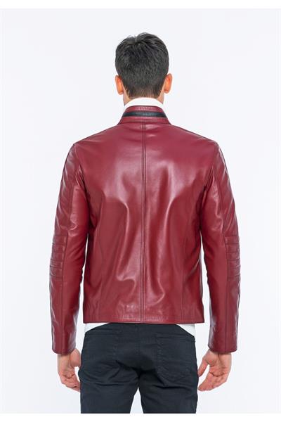 Basics And More Basics&More Biker Burgundy Leather Jacket - E/47