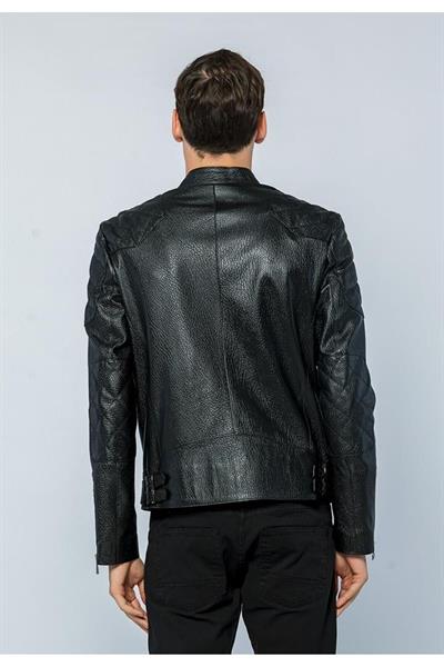 Basics And More Basics&More Men Biker Black Jumbo Leather Jacket - E/1042