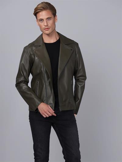 Basics And More Basics&More Men Biker Black Leather Jacket - E2021