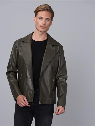 Basics And More Basics&More Men Biker Black Leather Jacket - E2021