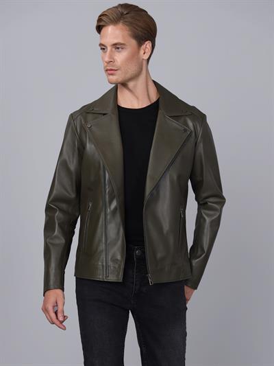 Basics And More Basics&More Men Biker Black Leather Jacket - E2021