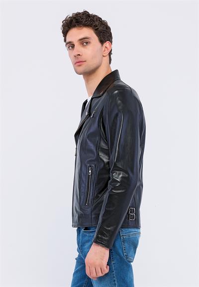 Basics And More Basics&More Men Biker Black Leather Jacket - E2021