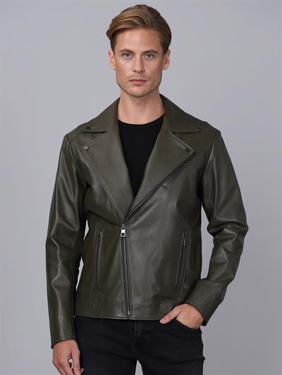 basics and more Basics&More Men Biker Black Leather Jacket - E2021