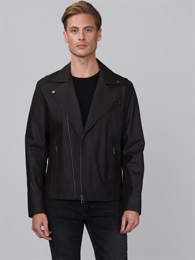 basics and more Basics&More Men Biker Brown Taffeta Leather Jacket - E2021