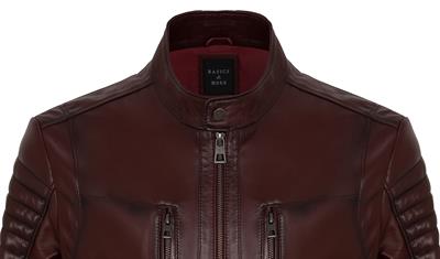 Basics And More Basics&More Men Biker Plum Leather Jacket - B3455