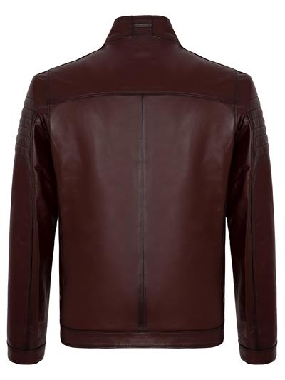 Basics And More Basics&More Men Biker Plum Leather Jacket - B3455