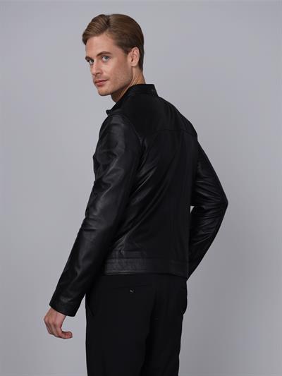 Basics And More Basics&More Men Black Leather Jacket - E1021