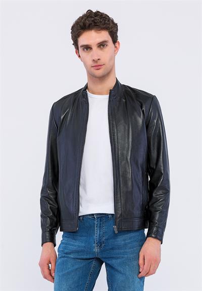 Basics And More Basics&More Men Black Leather Jacket - E130