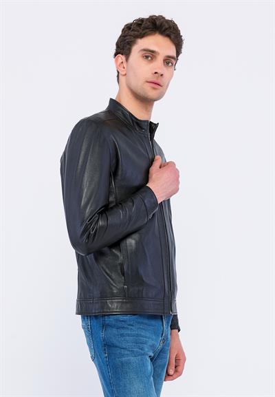 Basics And More Basics&More Men Black Leather Jacket - E130