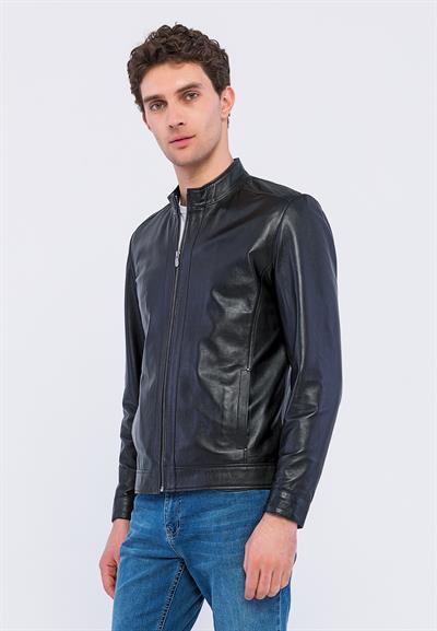Basics And More Basics&More Men Black Leather Jacket - E130