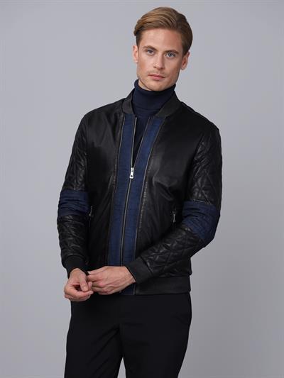 Basics And More Basics&More Men Black Leather Jacket - E130