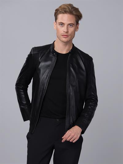 Basics And More Basics&More Men Black Leather Jacket - E2020
