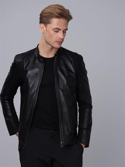 Basics And More Basics&More Men Black Leather Jacket - E2020