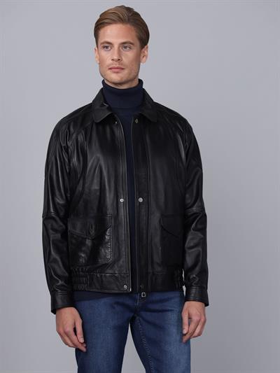 Basics And More Basics&More Men Black Leather Jacket - E344