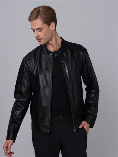 Basics And More Basics&More Men Black Leather Jacket - S5