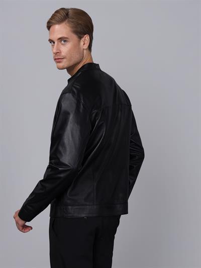 Basics And More Basics&More Men Black Leather Jacket - S5