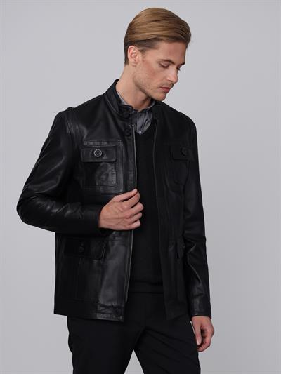 Basics And More Basics&More Men Black Leather Jacket - SAFARI