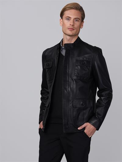 Basics And More Basics&More Men Black Leather Jacket - SAFARI