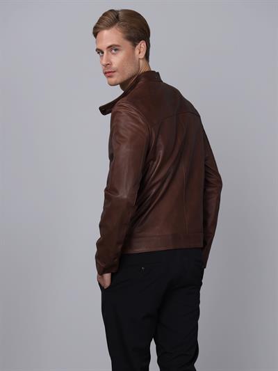 Basics And More Basics&More Men Brown Leather Jacket - E1021