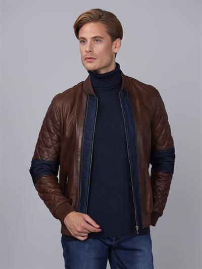 Basics And More Basics&More Men Brown Leather Jacket - E1023