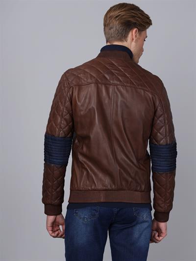 Basics And More Basics&More Men Brown Leather Jacket - E1023