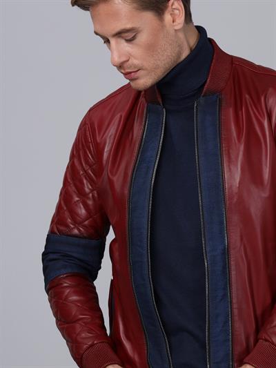 Basics And More Basics&More Men Burgundy Leather Jacket - E1023