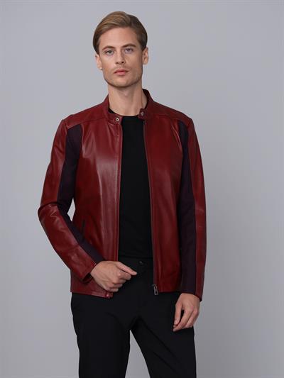 Basics And More Basics&More Men Burgundy Leather Jacket - E2020