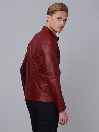 Basics And More Basics&More Men Burgundy Leather Jacket - E2020