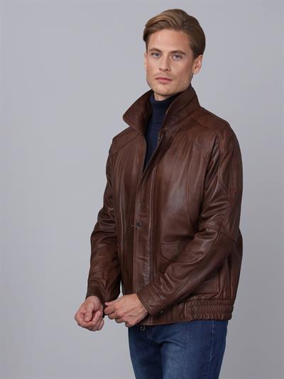 Basics And More Basics&More Men Chestnut Leather Jacket - E344