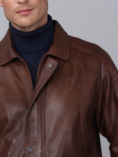 Basics And More Basics&More Men Chestnut Leather Jacket - E344