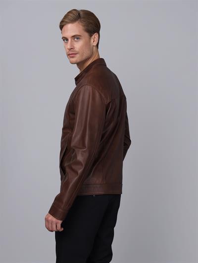Basics And More Basics&More Men Chestnut Leather Jacket - S5