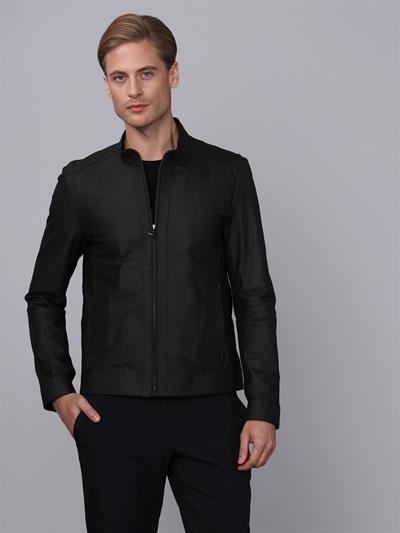 Basics And More Basics&More Men Coffee Taffeta Leather Jacket - E130