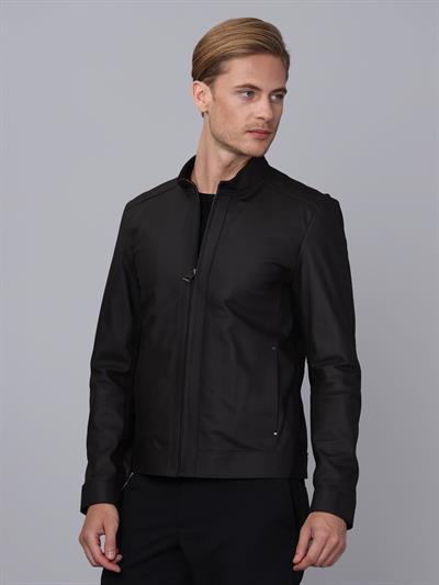 Basics And More Basics&More Men Coffee Taffeta Leather Jacket - E130