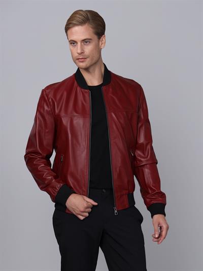 Basics And More Basics&More Men College Model Camel Leather Jacket - College