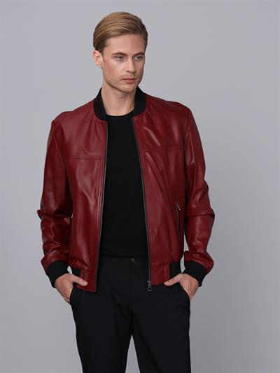 Basics And More Basics&More Men College Model Camel Leather Jacket - College