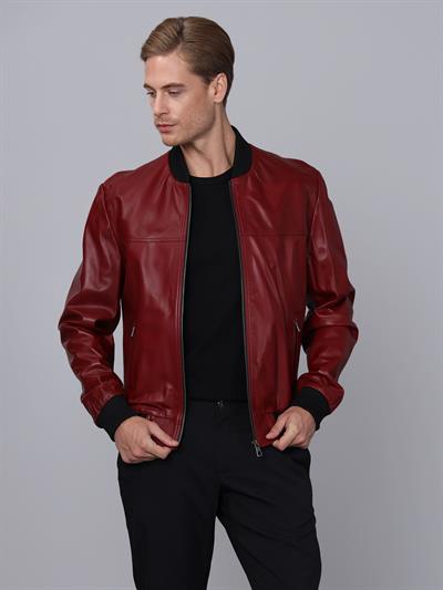 Basics And More Basics&More Men College Model Camel Leather Jacket - College
