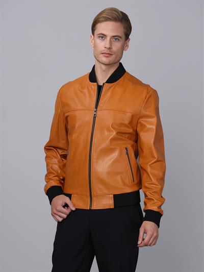 basics and more Basics&More Men College Model Camel Leather Jacket - College