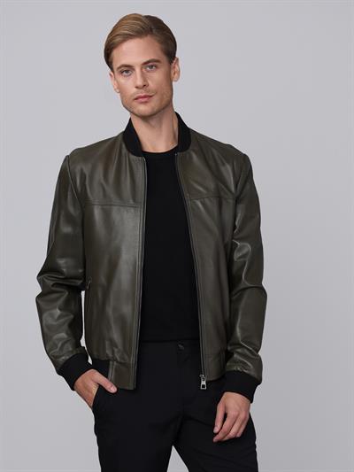 Basics And More Basics&More Men College Model Khaki Leather Jacket - College