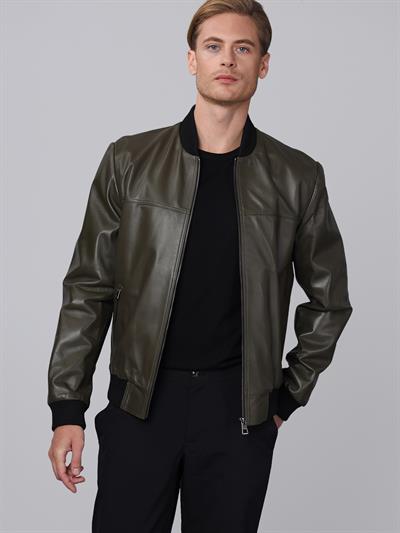 Basics And More Basics&More Men College Model Khaki Leather Jacket - College