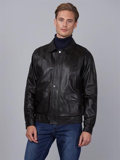 basics and more Basics&More Men Dark Brown Leather Jacket - E344