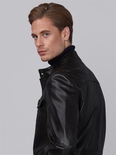 Basics And More Basics&More Men Dark Brown Leather Jacket - SAFARI