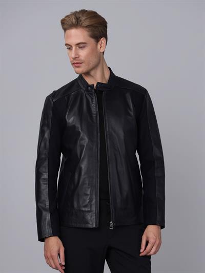 Basics And More Basics&More Men Dark Navy Blue Leather Jacket - E2020