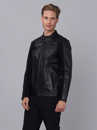 Basics And More Basics&More Men Dark Navy Blue Leather Jacket - E2020