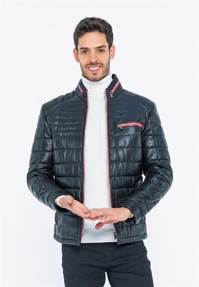 Basics And More Basics&More Men Inflatable Black Leather Jacket - 6099